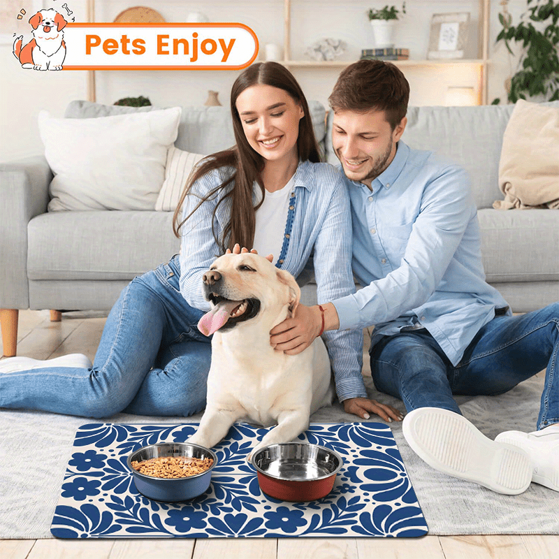 Absorbent Pet Feeding Mat for Dogs & Cats – Quick-Dry Splash-Proof Non-Slip Washable Food Bowl Mat, Durable & Easy to Clean, Perfect for Messy Eaters – Ideal Gift for Pet Owners, 11.8x17.7 Inch