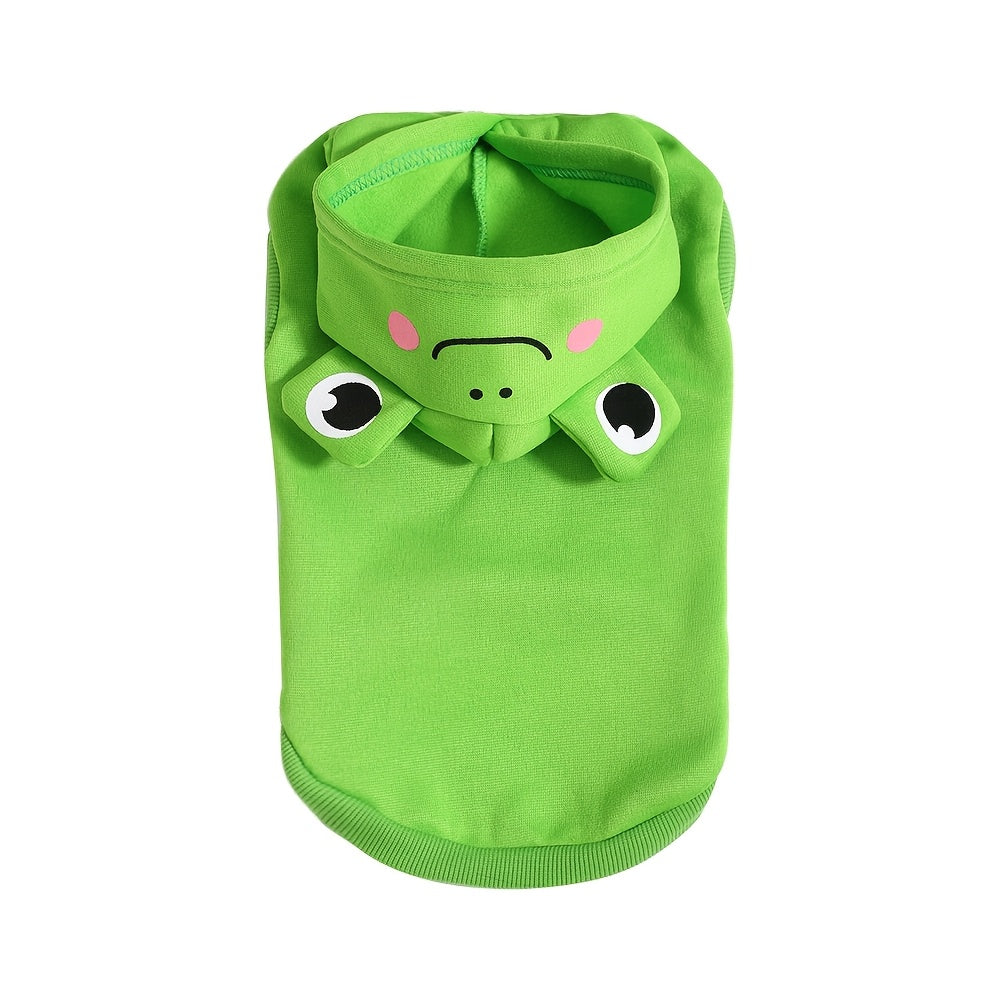 Cute Cartoon 3D Animal Dog Hoodie - Warm Polyester Knit Pet Sweatshirt for Small & Medium Dogs, Newborn Puppies, All-Season Puppy Clothes with Funny Animal Costume Design, Cozy Dog Outfit for Indoor & Outdoor Wear