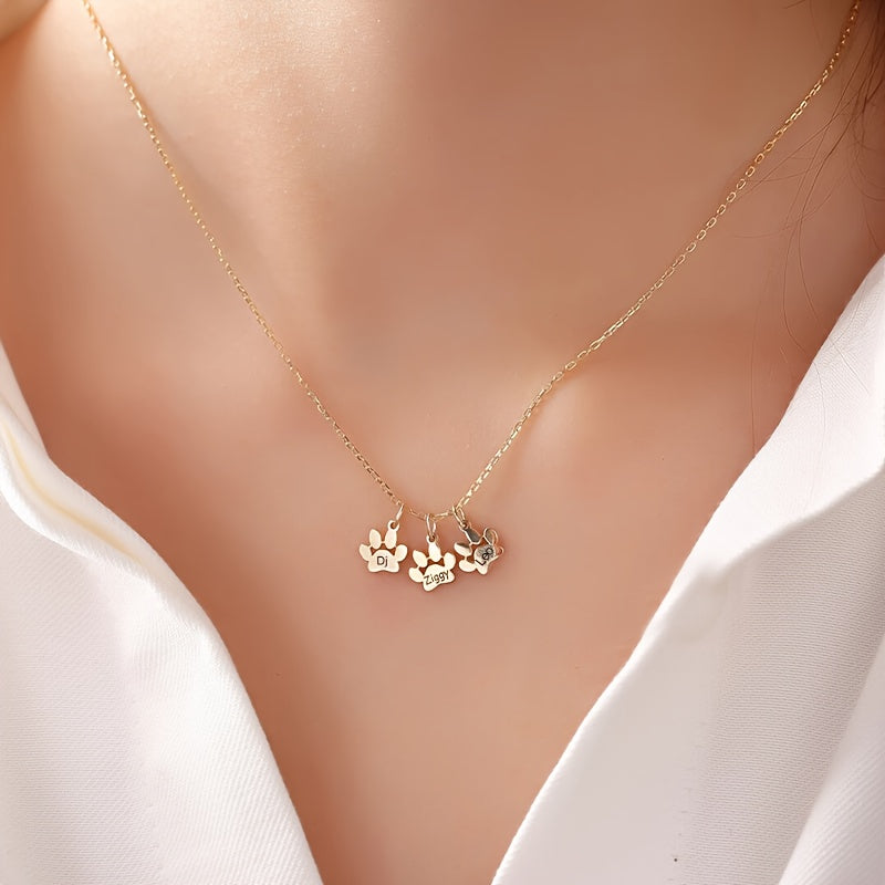 Custom Engraved Dog Paw Print Necklace – 1 to 5 Paws Pet Memorial Jewelry Gift for Her, Elegant Pet Lover Keepsake for Valentine’s Day, Christmas & All Seasons