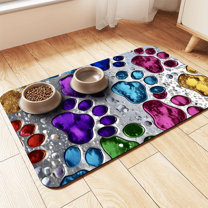 Waterproof Pet Feeding Mat for Dogs & Cats – Non-Slip Spill-Proof Food Mat, Quick-Dry Absorbent Floor Protector for Hardwood & Carpet, Heavy-Duty Polyester Mat for Messy Eaters & Large Breeds