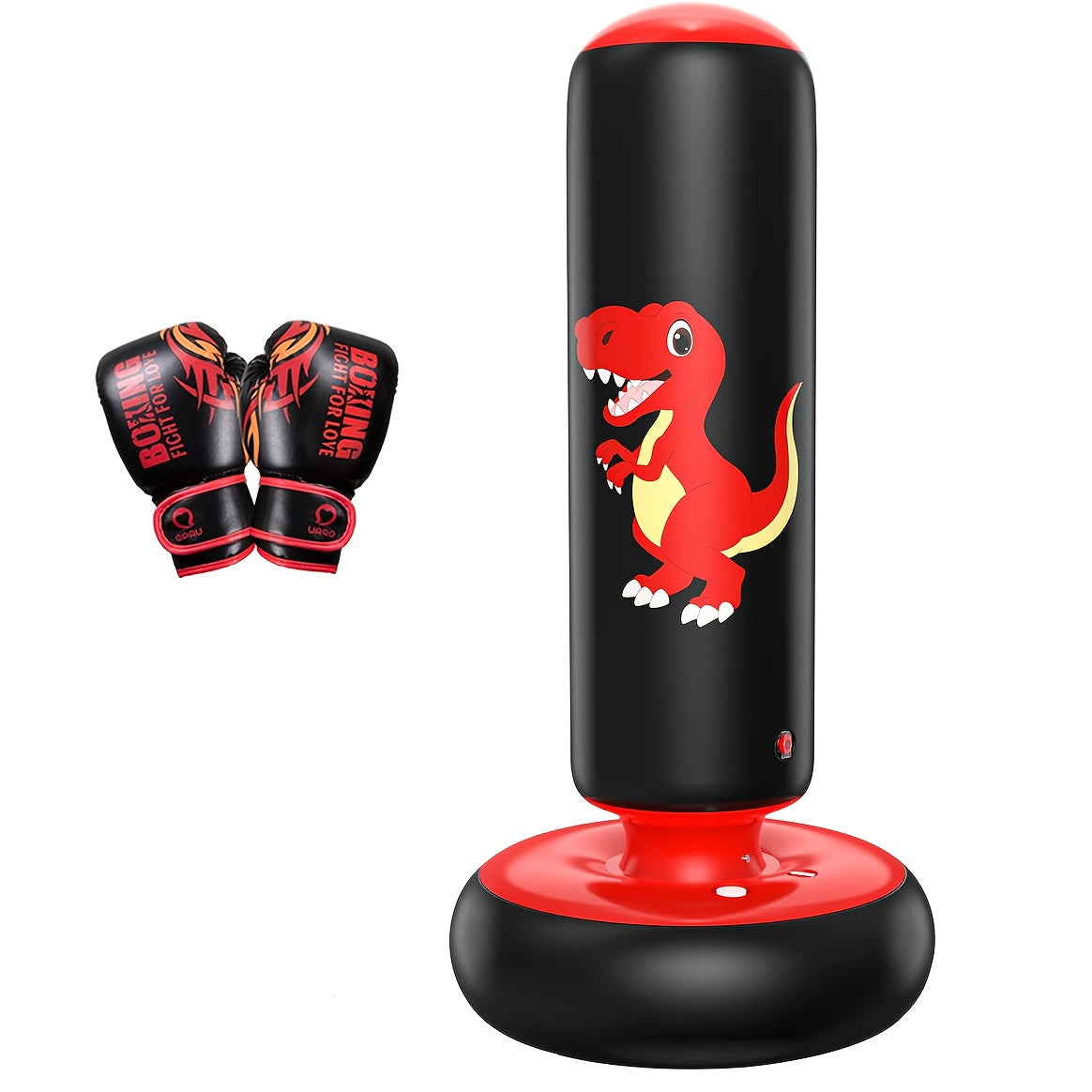 Dinosaur Inflatable Punching Bag 48 Inch for Kids – Stable Bop Bag Boxing Set with Gloves for Karate, Taekwondo & Active Play, Fun Dinosaur Toy Gift for Boys & Girls, Blue & Red