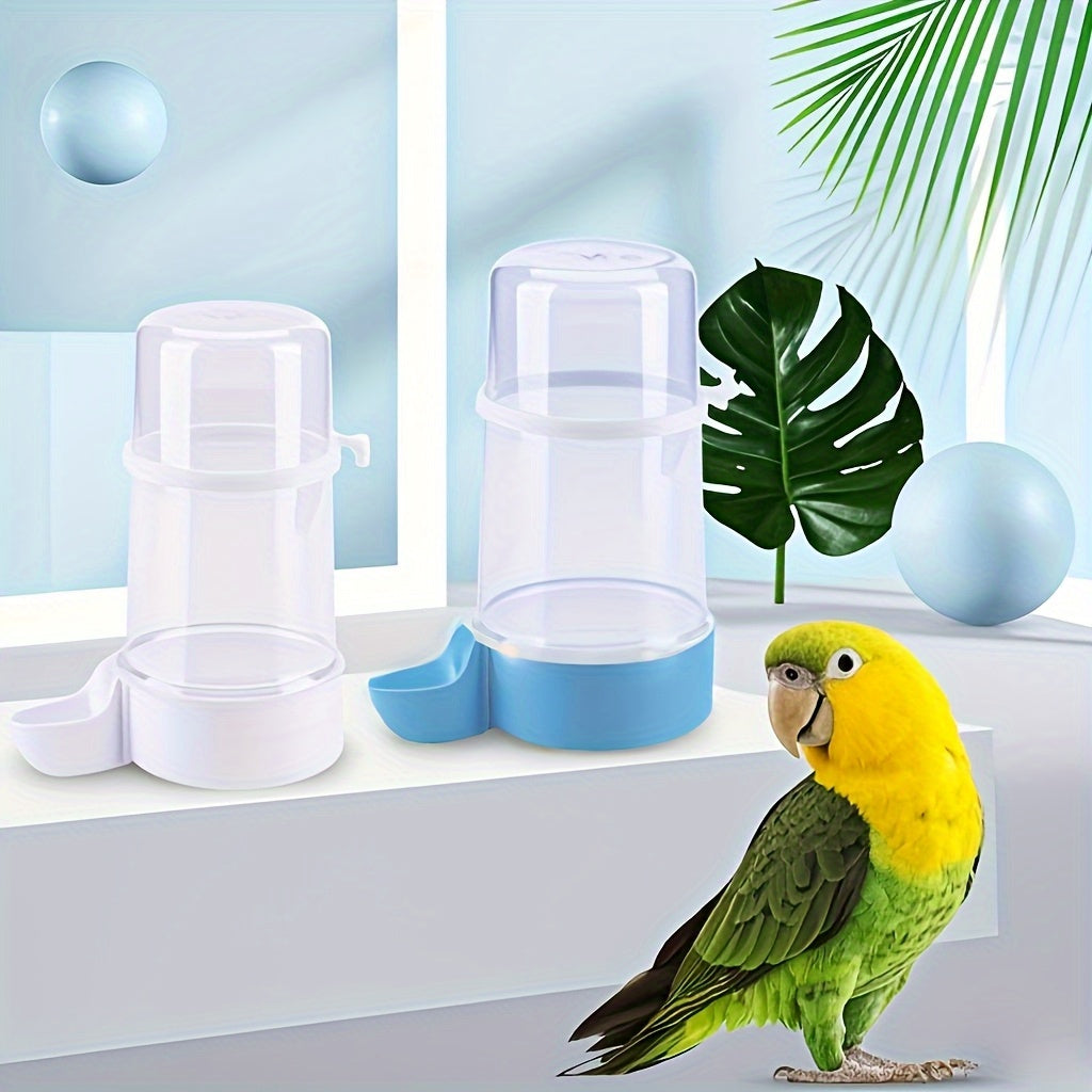 Automatic Bird Water Dispenser & Feeder Transparent PP Durable Bottle for Parrots Finches Cockatiels Budgies – No Battery Gravity-Fed Cage Waterer 2/4pcs
