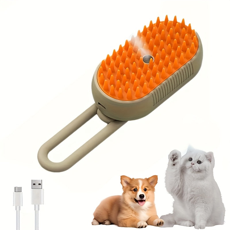 3-in-1 Self-Cleaning Pet Grooming Brush with Steam Spray - Deshedding Tool for Cats & Dogs, One-Click Hair Removal, 2026 New Model