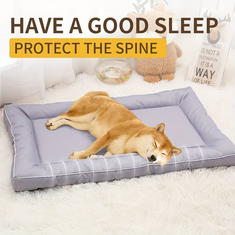 Extra Large Square Dog Bed for Small to Large Dogs – Printed Polyester Non-Slip Pet Mat, Polyester Fiber Filling, All-Season Indoor Dog Kennel Mat Cushion Bed