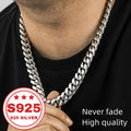 925 Sterling Silver Cuban Link Chain Necklace for Men & Women - 9mm Classic Miami Cuban Chain, Hip Hop Unisex Jewelry in Silver & Gold, 18-24 Inch, Trendy Everyday Gift