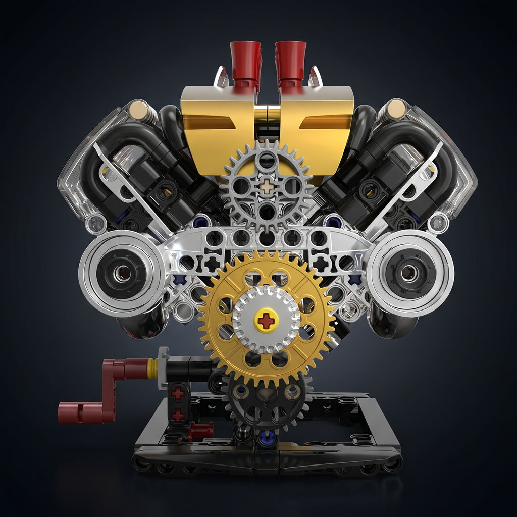 Transparent Mechanical Engine Model Building Kit with Automated Gear Transmission Piston Simulation STEM Science Project for Teens Adults Hobbyists Mechanics Birthday Christmas Gift