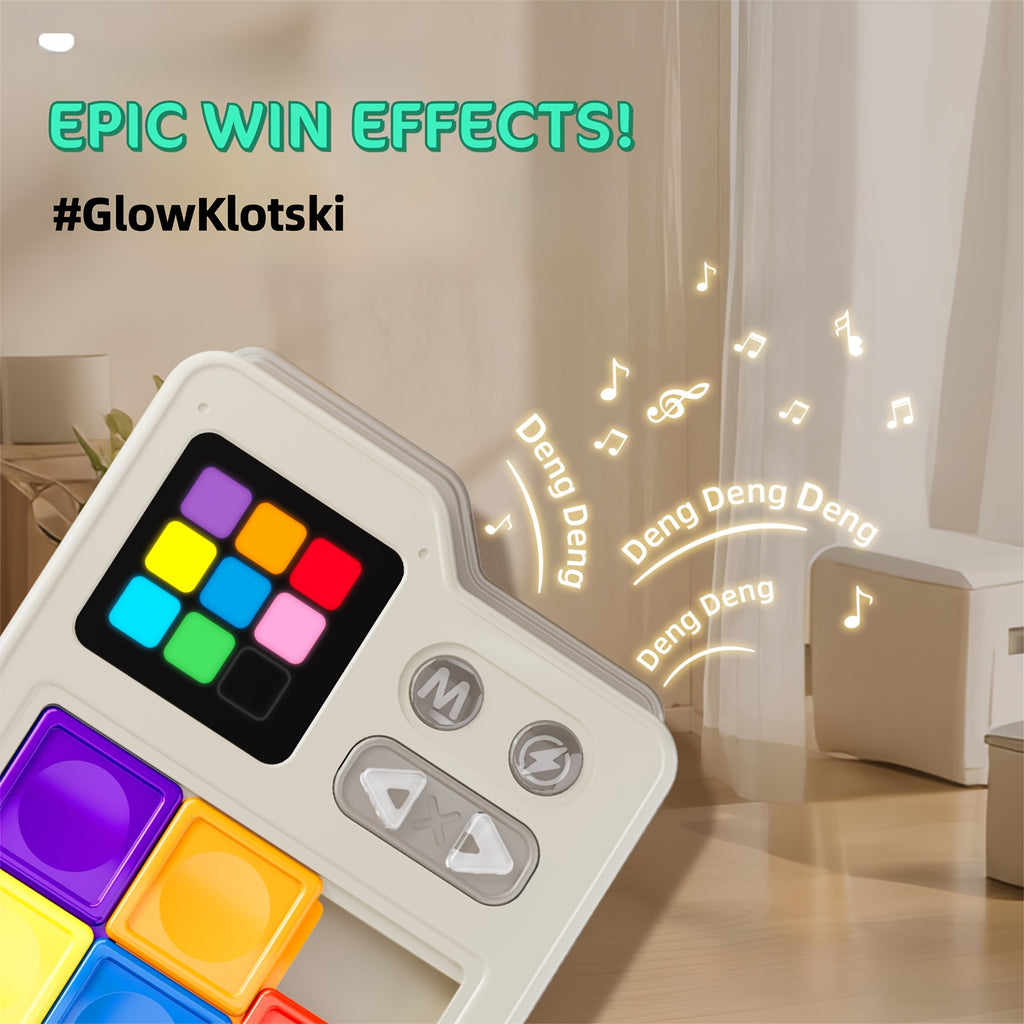 Electronic Klotski Brain Teaser Game Console Huarong Dao Puzzle Toy with Sound Effects Induction Gameboard Progressive Difficulty STEM Educational Toy Kids Adults Gift