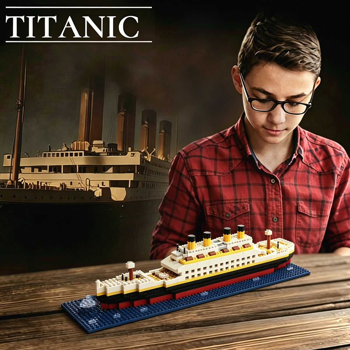 Titanic Ship Building Blocks 607 Pieces - Assembly Model Ship Construction Toy Set for Kids Boys and Girls, STEM Brick Puzzle Kit, Home Decoration Display Model, Christmas Birthday Gift