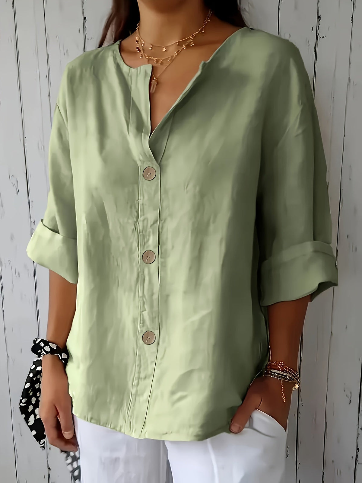 Women's Casual Loose Pullover Shirt - Relaxed Fit Vacation Top with Decorative Button Detail, Lightweight Breathable Fabric for Summer Travel, Beach & Everyday Wear | Multiple Colors S-XXL