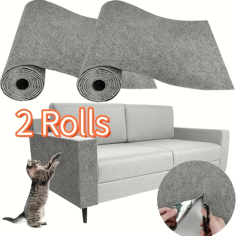 Self-Adhesive Cat Scratching Pads 2 Rolls 23.62x11.81" - Thickened Anti-Scratch Mat Peel & Stick - Multiple Colors Cuttable Cat Scratch Protector for Sofa Furniture Living Room - Easy Install Cat Pad