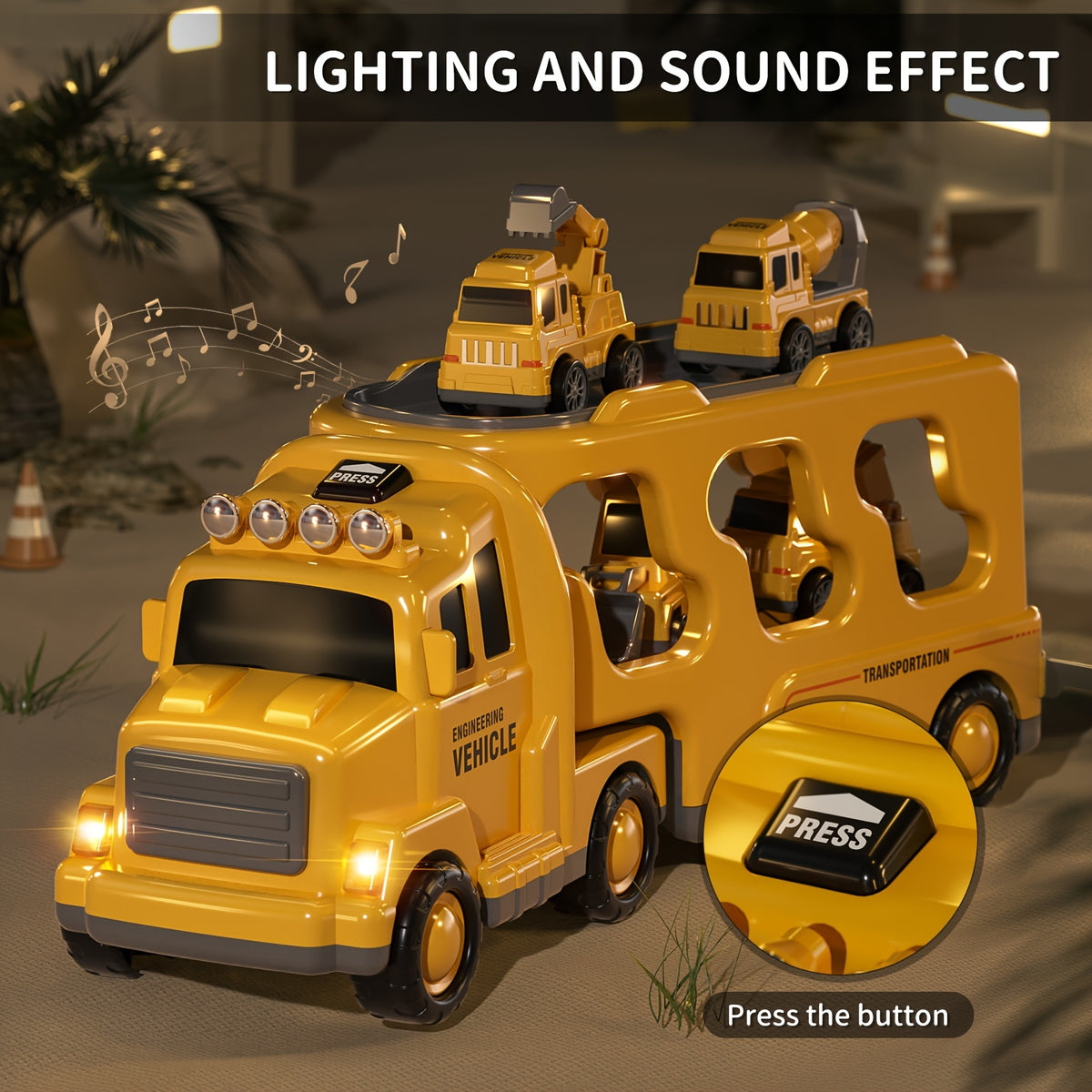 Construction Vehicles Transport Truck Carrier Toy for Boys Ages 3 4 5 6 7 - Car Hauler Carrier Playset with Mini Trucks, STEM Building Vehicle Toys for Kids, Christmas Birthday Gift for Boys Girls