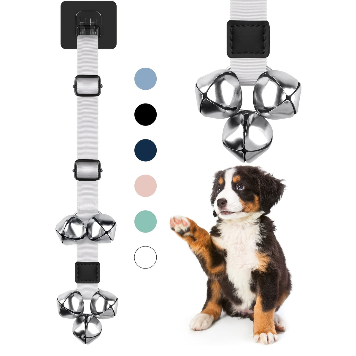 Dog Potty Training Bells for Door – Adjustable Height Doorbell for Dogs to Go Outside, No Battery Needed, Durable Pet Door Bell for Housetraining Puppies & Dogs, Single or Double Pack, Multiple Colors