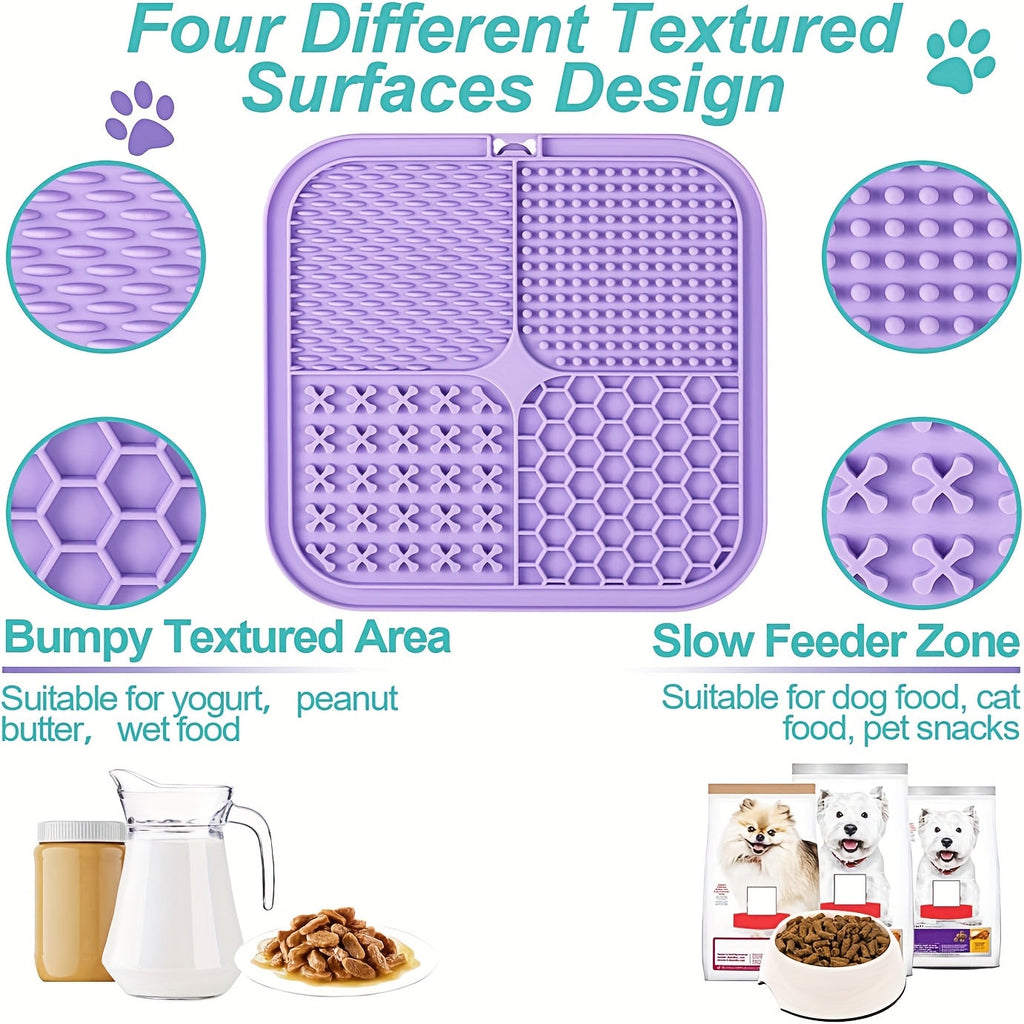 Licking Mat for Dogs & Cats with Suction Cup – Slow Feeder Pad for Bath Time, Boredom & Anxiety Relief, Peanut Butter Treat Lick Mat, Available in 1, 2 & 4-Pack