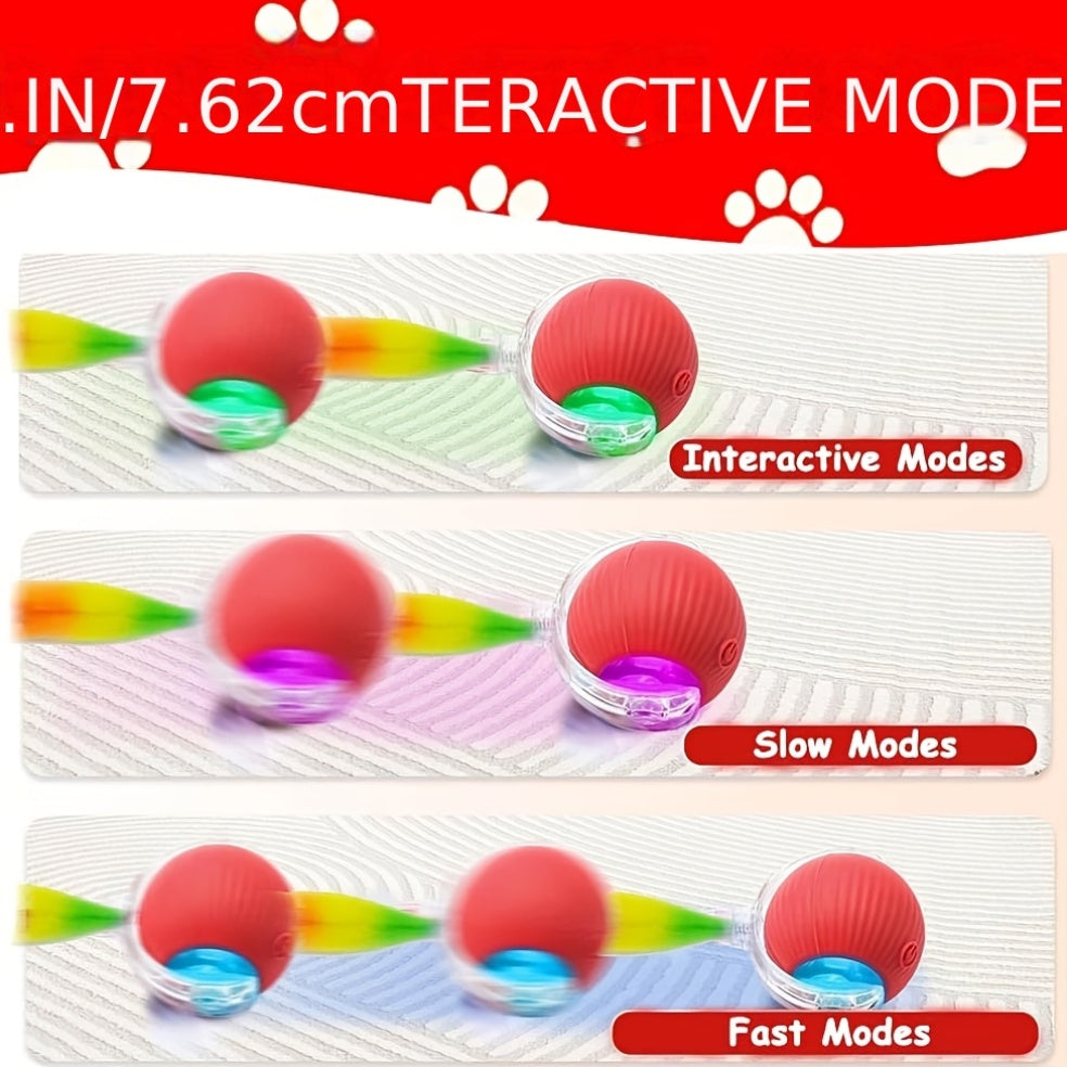 Automatic Rolling Cat Ball Toy USB Rechargeable Luminous Self-Entertaining Smart Cat Toy Bite-Resistant Plastic with Caterpillar Tail for Indoor Cats Kittens Second Gen Upgrade