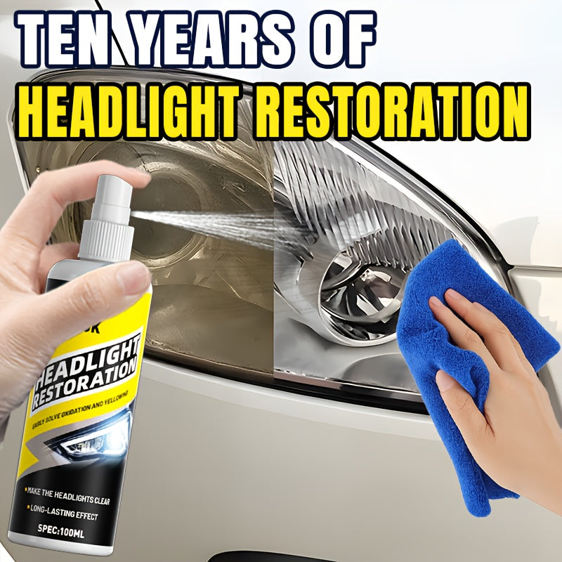 Headlight Restoration Kit with Advanced Ceramic Coating – Removes Yellow Haze Fog & UV Damage, Restores Clarity & Shine for All Vehicle Headlights, Long-Term Weather Protection