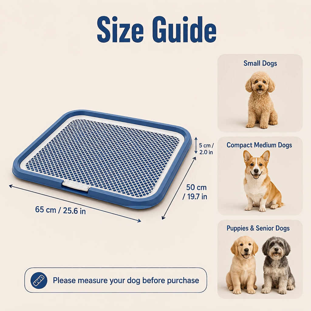 Dog Potty Tray Leak-Proof Indoor Puppy Toilet with Removable Grating, Washable Pee Pad Holder for Apartment Puppy Training, Pet Potty Station for Small Medium Dogs
