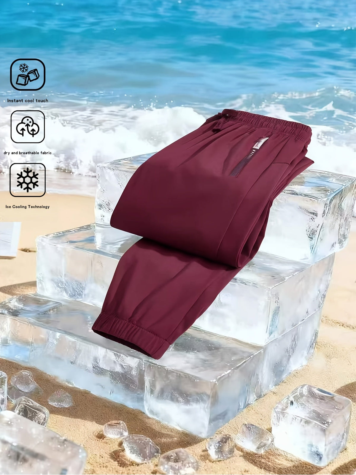 Women's Quick-Dry Ice-Feel Ankle Pants – Cooling Technology Breathable Elastic Waist Drawstring Summer Pants for Outdoor & Casual Wear