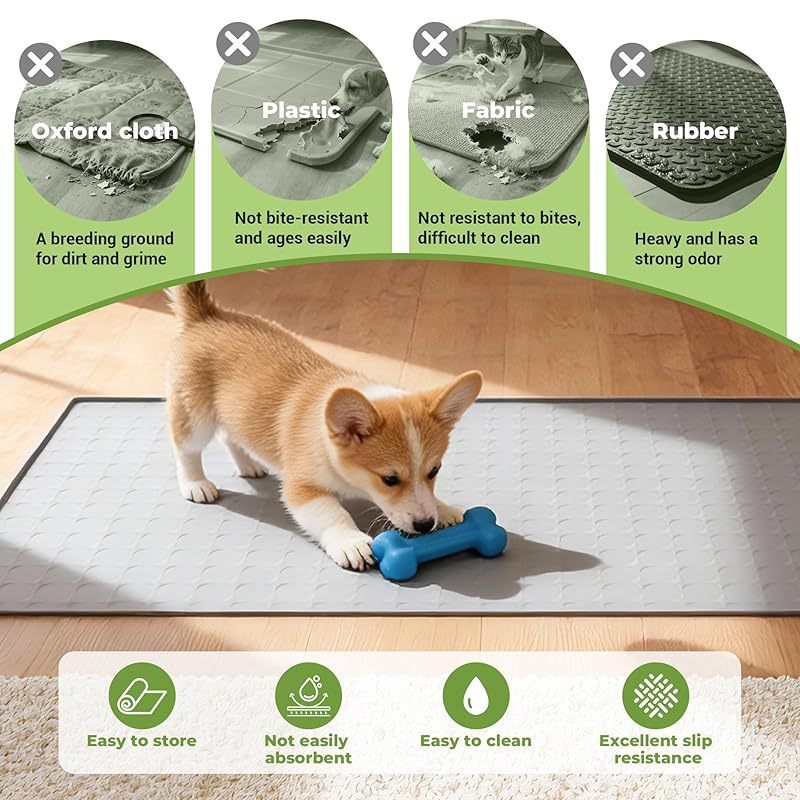 Extra Large Silicone Pet Food Mat 34x22in – Waterproof Non-Slip Dog & Cat Bowl Mat, Floor Protector for Food & Water Bowls, Easy to Clean, Ideal Pet Gift
