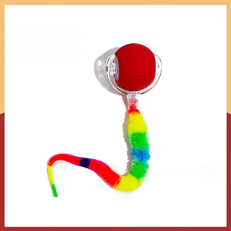 Automatic Rolling Cat Ball Toy USB Rechargeable Luminous Self-Entertaining Smart Cat Toy Bite-Resistant Plastic with Caterpillar Tail for Indoor Cats Kittens Second Gen Upgrade