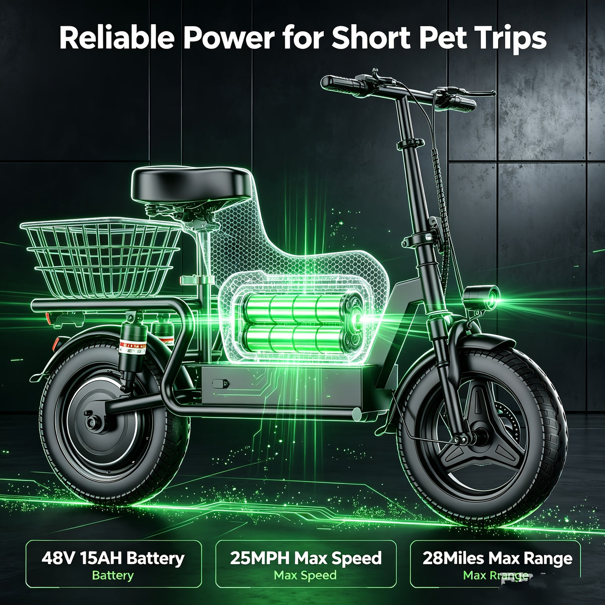 749W 48V Electric Scooter for Adults 25 MPH 28-Mile Range – 14" Fat Tire Commuter E-Scooter with 15Ah Battery, Cargo Box & Storage Basket, Dual Brakes & Suspension, City & Off-Road Riding (SYLVIA GT10/GT11)
