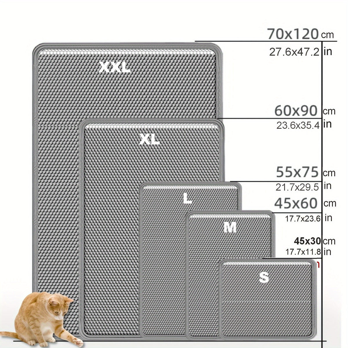 Extra Large Double-Layer Cat Litter Mat XXL 47.2x27.6 Inch - Anti-Splash Leak-Proof EVA Material, Non-Slip Washable Odor-Resistant Litter Trapping Mat for Litter Boxes, Beige