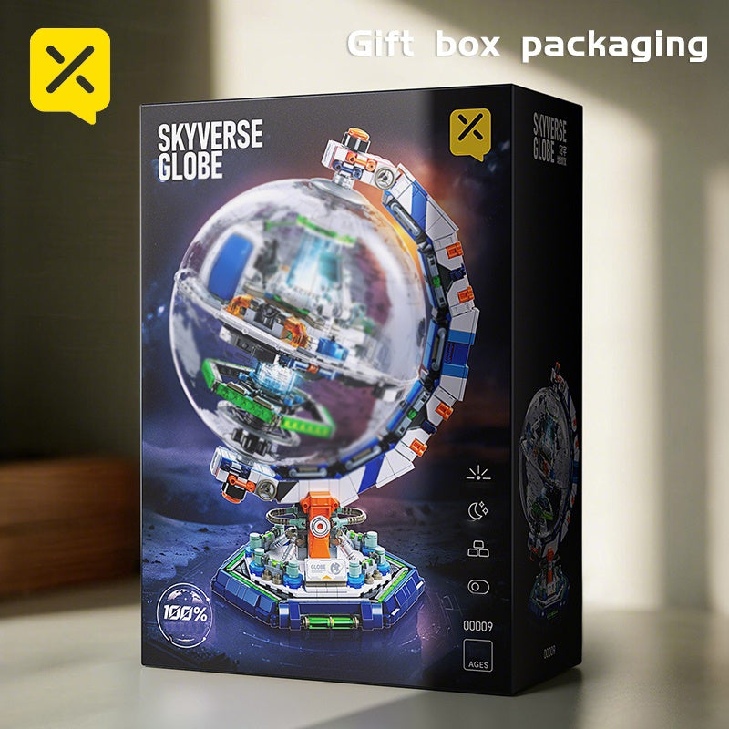 Globe Building Block Model Kit - Creative 3D World Globe Brick Assembly Puzzle, Decorative Home Office Desk Ornament, Unique Christmas Birthday New Year Gift for Adults Teens | Comes in Color Box