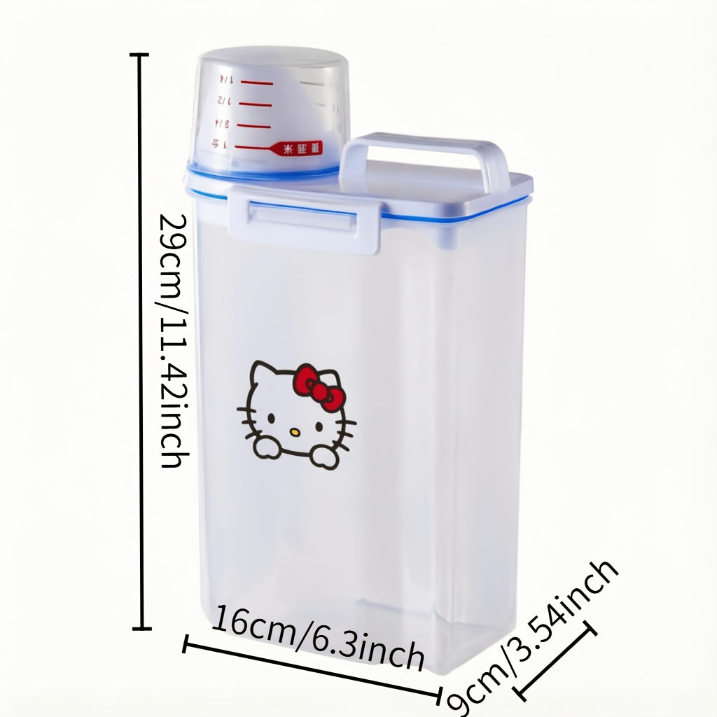 Hello Kitty Pet Food Storage Container with Airtight Seal - Large Capacity Dog Food & Cat Treat Canister, Sanrio Square Plastic Bucket for Grains & Dry Food, Cute Kitchen Pantry Organizer Gift