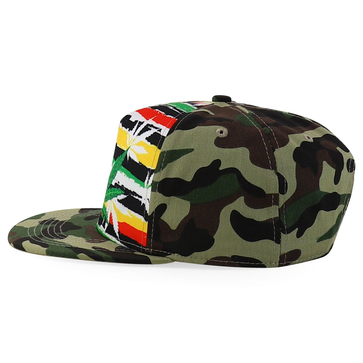 Rasta MJ Leaf 3D Embroidered Flat Bill Snapback Cap – Hip Hop Reggae Hat, Adjustable Snapback, One Size Fits Most, Unisex Streetwear Baseball Cap