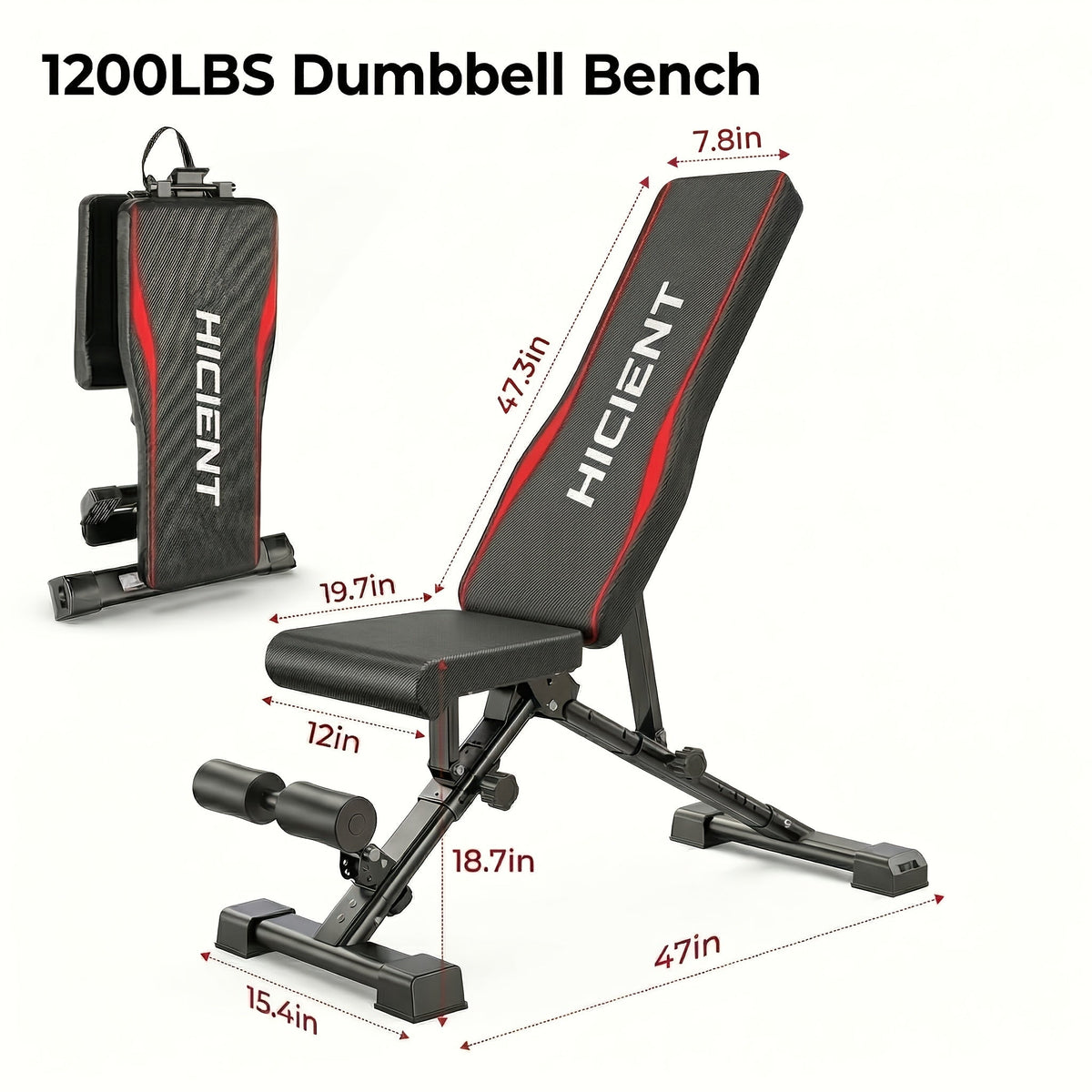 Adjustable Foldable Weight Bench Set with Squat Rack, Leg Developer & Preacher Curl Pad – All-in-One Home Gym Bench Press for Full Body Strength Training, Up to 1200 LBS
