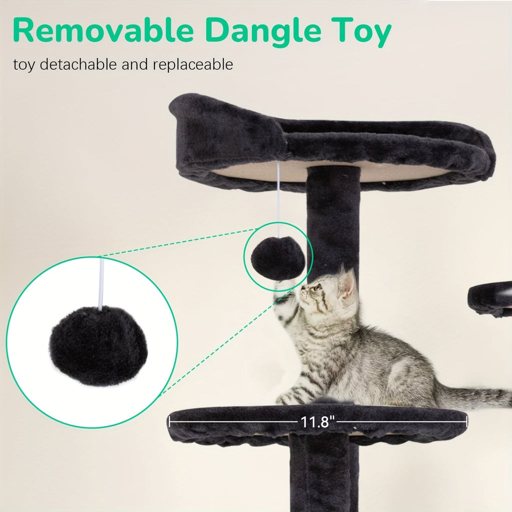 54 Inch Cat Tree Tower for Indoor Cats – Multi-Level Activity Center with Scratching Posts, Condo House & Toys for Kittens & Adult Cats, Dark Gray