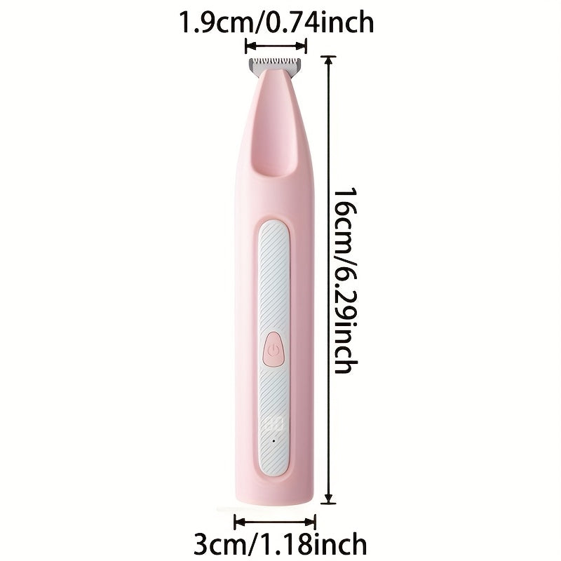 Pet Paw Hair Trimmer USB Rechargeable Cordless - Low-Noise Electric Shaver with LED Power Display for Dog & Cat Claws, Eyes, Ears & Face - Small Pet Grooming Trimmer (Pink)