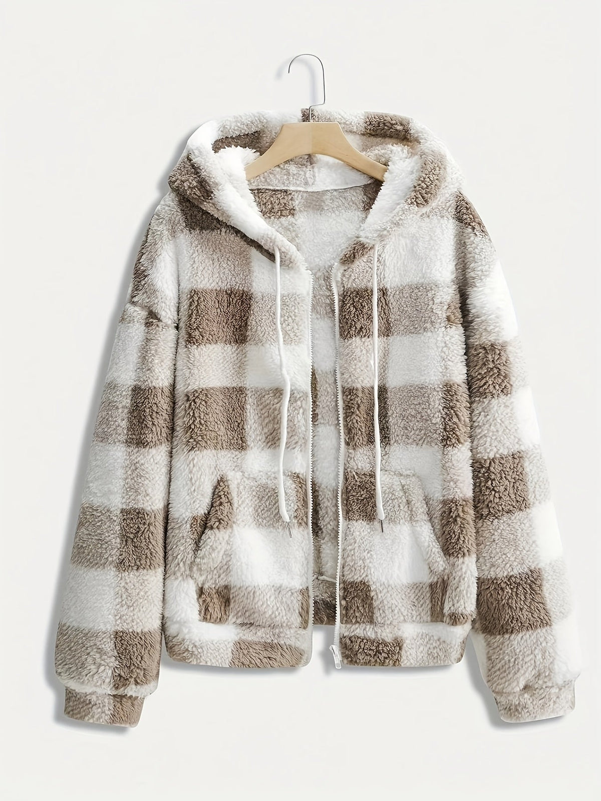 Women's Plaid Fleece Sweatshirt Casual Pullover Top Long Sleeve Soft Warm Fall Winter Fashion Black Khaki Red Green Yellow XS S M L XL