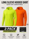 Men's UPF 50+ Sun Protection Long Sleeve Hoodie – Quick-Dry Moisture-Wicking Lightweight UV Shirt for Hiking, Fishing & Outdoor Activities, High Visibility Active Wear, Sizes S-XXXL