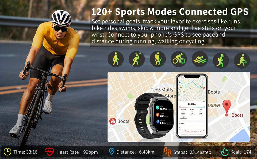 Smartwatch 2.1" HD Full Screen Display Bluetooth 5.3 with AI Voice Command, 400mAh Battery, Wireless Calls & SMS Alerts, 123+ Sports Modes, Music Playback & Social Sharing – Fashion Smart Watch for Men & Women