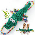 Crocodile Squeaky Dog Chew Toy with Built-In Squeaker – Durable Cotton Rope & Canvas Tug Toy for Small Medium Large Dogs, Teeth Cleaning, Interactive Tug-of-War, Aggressive Chewer Safe