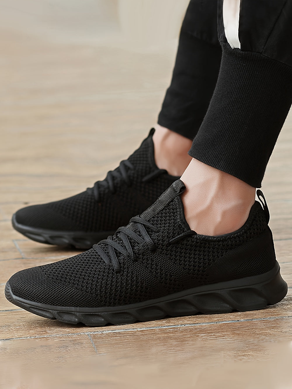 Men's Lightweight Breathable Knit Mesh Sneakers EVA Sole Low-Top Lace-Up Running Walking Shoes White Red Black Round Toe All-Season Gym Travel Daily Wear Sizes US 6-13.5