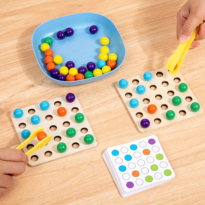 Wooden Bead Picking Competitive Game for Kids & Family - Fine Motor Skills Educational Toy, Beads Battle Chopstick Dexterity Game, Fun Gift for Boys Girls Ages 3+, Halloween Christmas Birthday Present