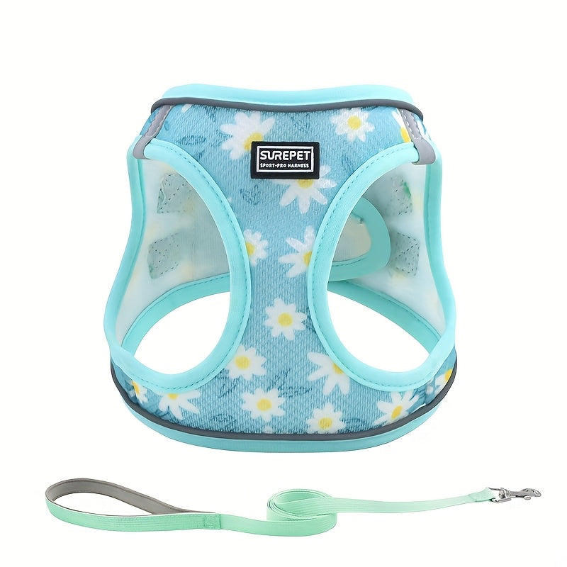 No-Pull Dog Harness and Leash Set for Small to Medium Dogs - Soft Mesh Reflective Adjustable Puppy Vest Harness for Walking Running and Training, Escape-Proof Pet Harness