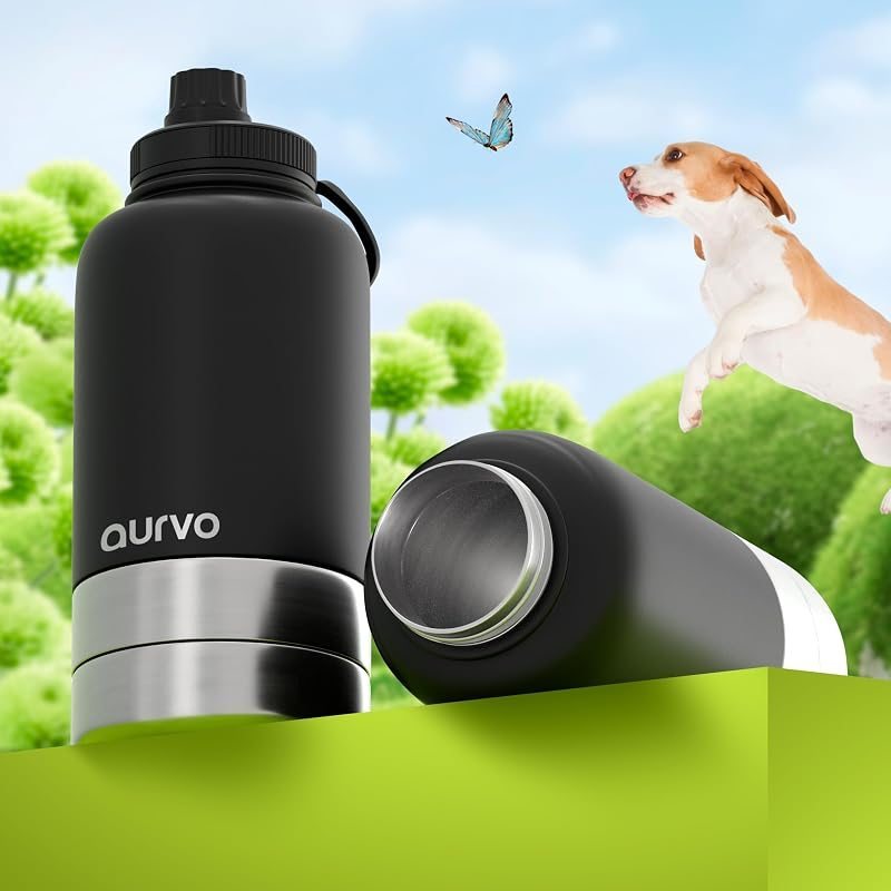 32oz Dog Water Bottle with Bowl - Leakproof Insulated Stainless Steel Portable Travel Pet Water Bottle for Hiking Camping Outdoor Walking - Dog Travel Water Dispenser