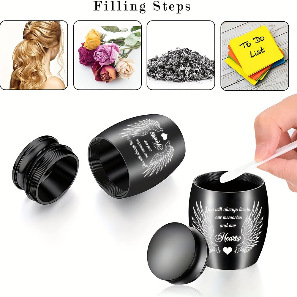 Small Keepsake Cremation Urn for Human or Pet Ashes – Mini Aluminum Alloy Funeral Urn with You Will Live in Our Memories Engraving, Memorial Ash Holder for Adults & Pets, Silver or Black