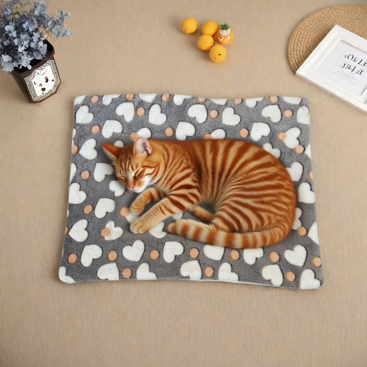 Holiday Pet Bed for Small Dogs & Cats - Soft Flannel Plush Christmas Halloween Reversible Double-Sided Mat with Paw Print, Machine Washable Crate Pad for Teacup Puppies, Kittens & Small Animals, Portable Travel Pet Sleeping Mat