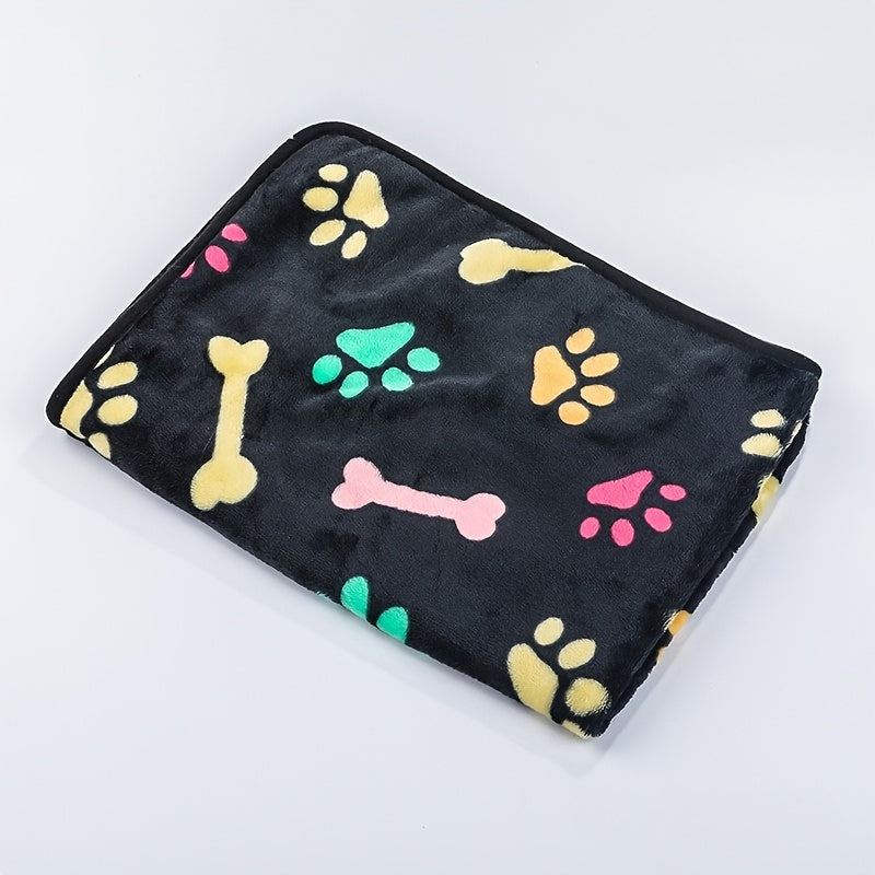 Cozy Bone-Pattern Dog Blanket for Small & Medium Dogs - Soft Warm Machine-Washable Pet Bedspread for Kennels, Crates, Sofas & Beds, Comfortable All-Season Dog Throw Blanket
