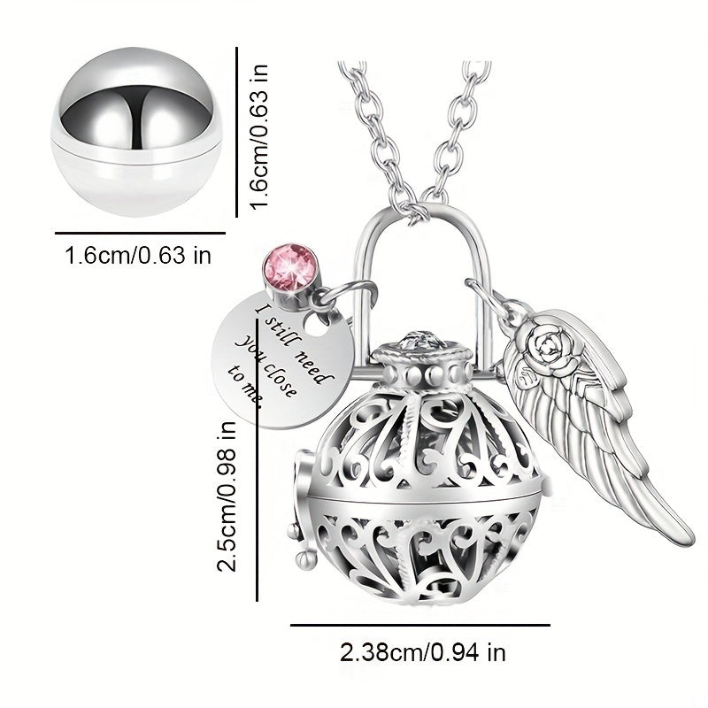 Lotus Flower Urn Necklace for Ashes – Angel Wings Hollow Locket Memorial Cremation Pendant for Women, Elegant Sympathy Jewelry Gift for Human & Pet Loss