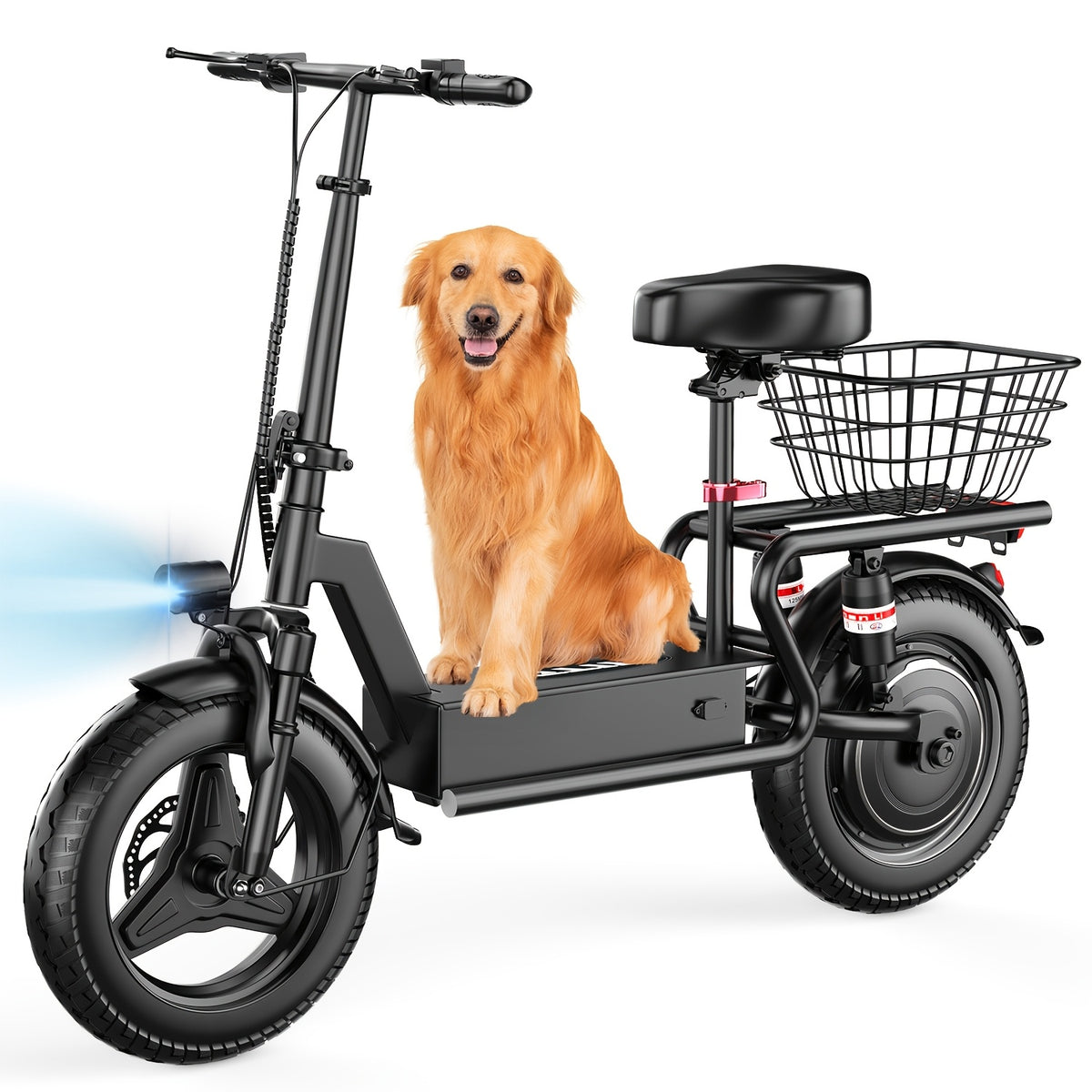 749W 48V Electric Scooter for Adults 25 MPH 28-Mile Range – 14" Fat Tire Commuter E-Scooter with 15Ah Battery, Cargo Box & Storage Basket, Dual Brakes & Suspension, City & Off-Road Riding (SYLVIA GT10/GT11)