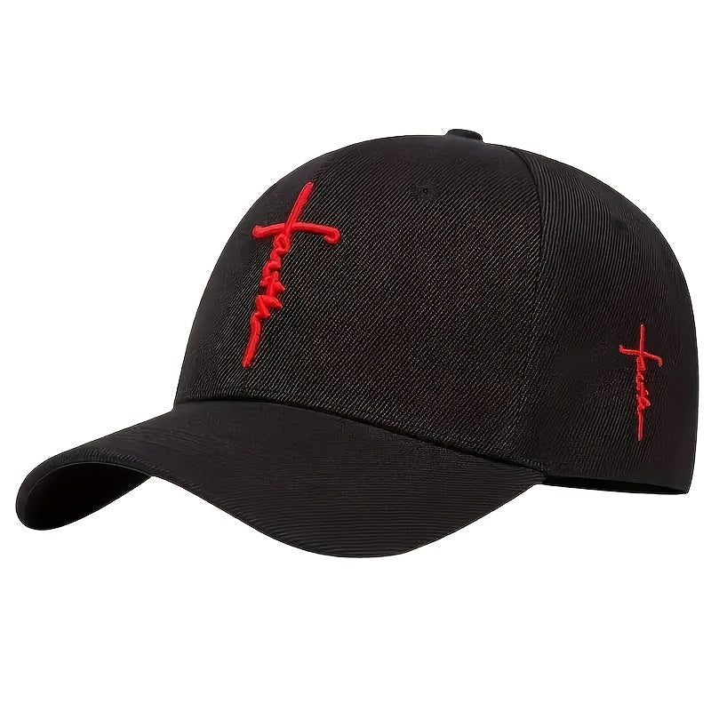 4 Pack Cross Embroidered Baseball Cap – Unisex Adjustable Snapback Sun Hat, Lightweight 100% Polyester Outdoor Travel Beach Game Day Hat for Women & Men