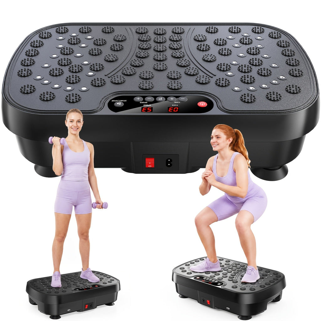 Vibration Plate Whole Body Workout Machine Lymphatic Drainage Fitness Platform Silent Motor Adjustable Speed Control Home Gym Exercise Equipment for Weight Loss Muscle Toning