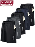 5-Pack Men's Sports Gym Workout Shorts Quick Drying Lightweight Basketball Running Shorts Stretch Waistband Side Zip Pocket Woven Fabric Athletic Shorts for Men