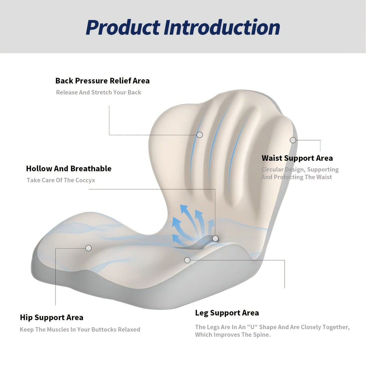 Lumbar Support Cushion for Office Chair & Car Seat – Memory Foam Lower Back and Hip Support Pillow, Ergonomic Breathable Design for Prolonged Sitting, Driving, Work from Home, Multiple Colors