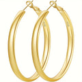 Women's 925 Sterling Silver Hoop Earrings – Hypoallergenic Round Thick Hoop, Gold & Silver, 5 Sizes 40mm–70mm, French Style Daily & Party Jewelry