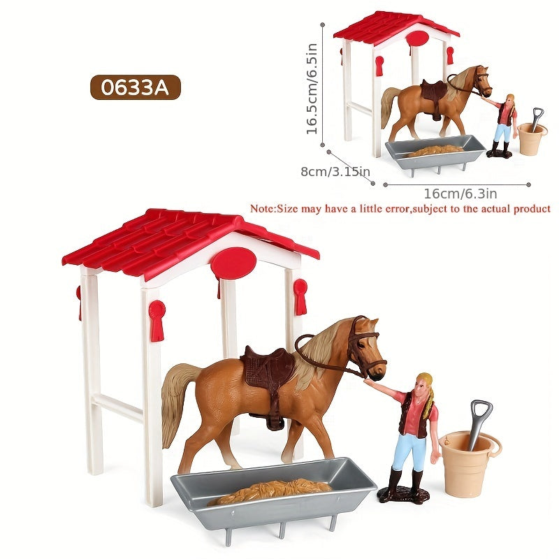 Deluxe Farm Ranch Playset with Stable & Horses – PVC Horseback Riding Scene with Rider, Horses, Fence & Cowboy Accessories | Kids Pretend Play Toy for Boys & Girls | Christmas Birthday Gift